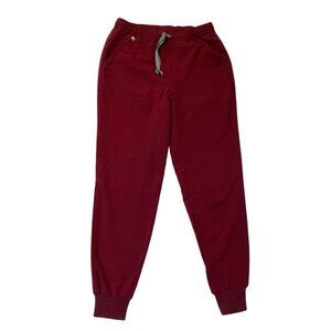 FIGS Tansen Jogger Scrub Pants Drawstring Burgundy Red Men's size Small